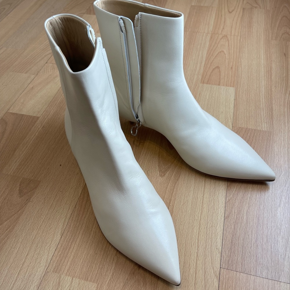 Adorable, beautiful kitten heel ankle booties brand new with box.